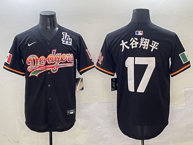 Men Los Angeles Dodgers #17 Ohtani Black rainbow 2025 Nike MLB Jersey style 4158->los angeles dodgers->MLB Jersey